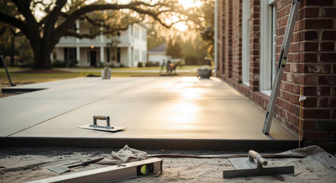 Concrete repair work on residential driveway
